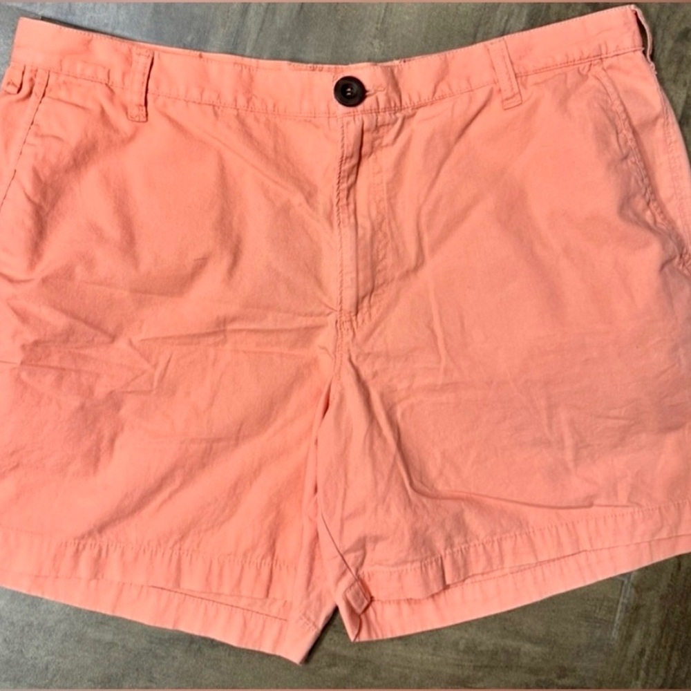Columbia PFG Fishing Shorts Men 38 Salmon Orange Cotton Flat Front